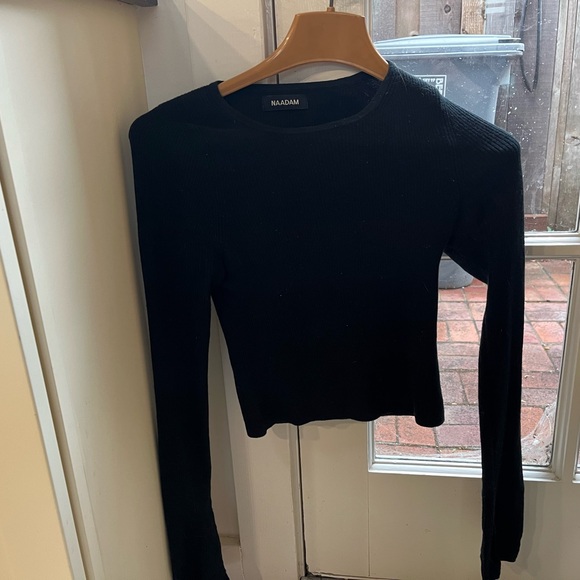 Nadaam black silk cashmere longs sleeved cropped sweater - Picture 5 of 5